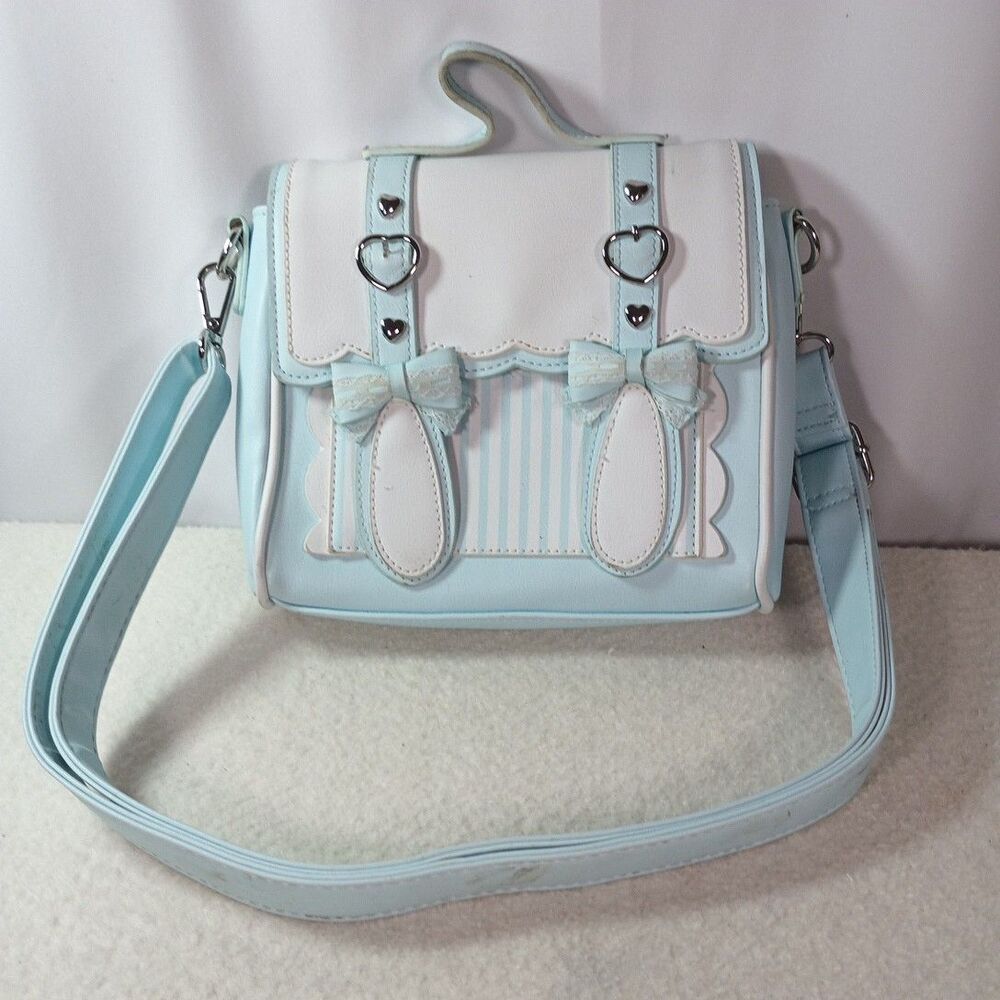 Hot Topic Pastel Blue Bunny Ear Crossbody Bag Sweet Society Blue & White Kawaii - Picture 3 of 16